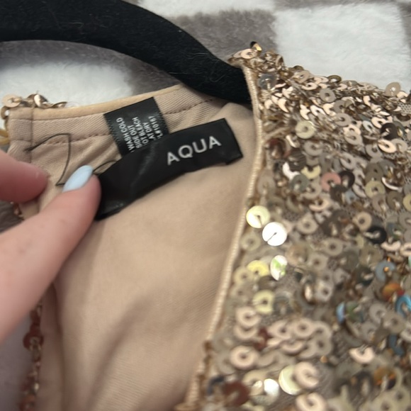 AQUA large sparkly gold rhinestone long sleeve tee/ jacket - Picture 7 of 8